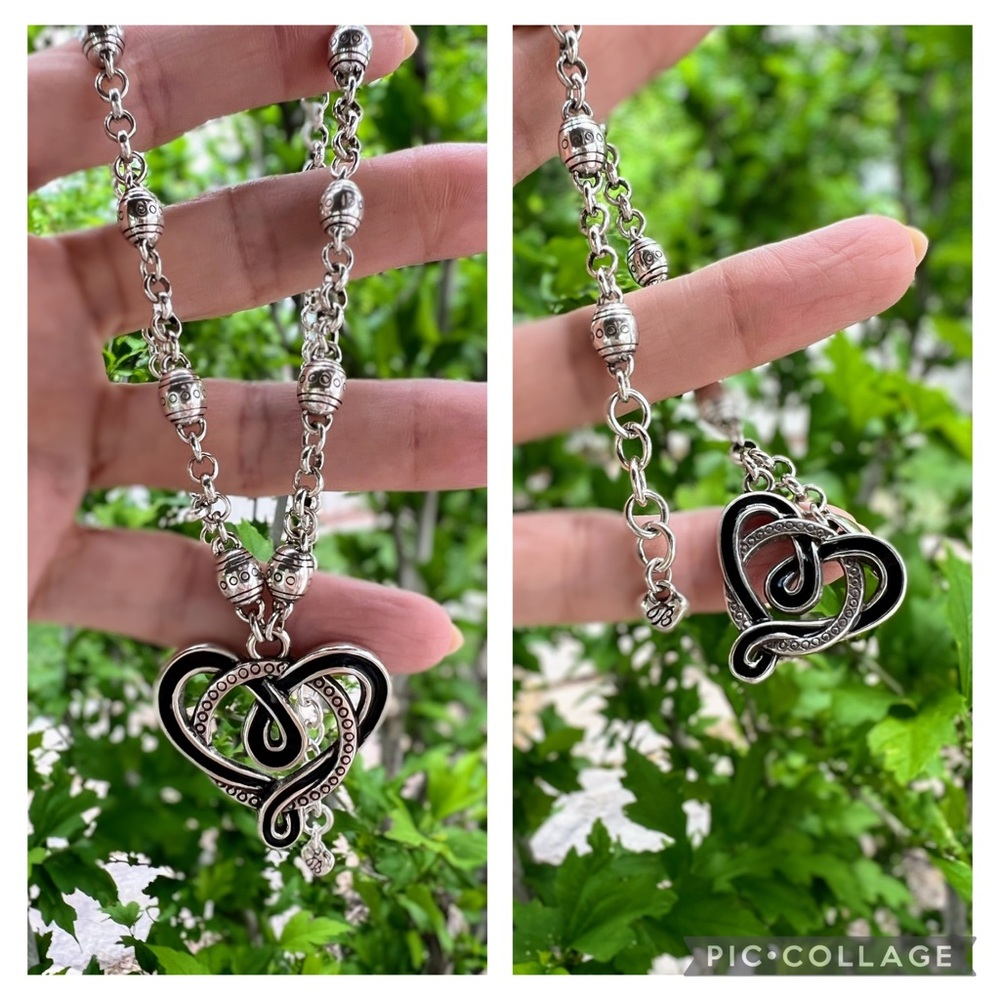 Brighton SET Sausalito Black Heart Necklace & Bracelet